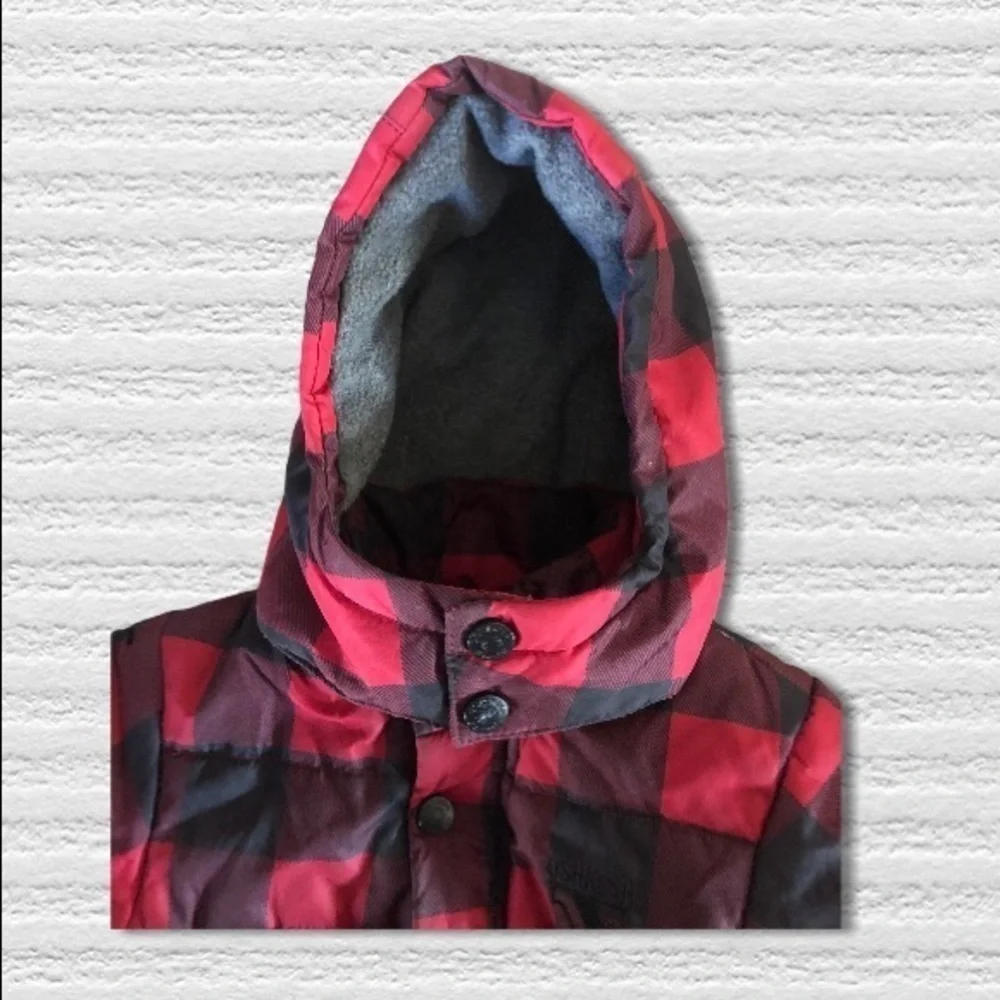Oshkosh B’Gosh Buffalo Plaid Parka Jacket 24M Winter Cozy Warm Red Black Outdoor